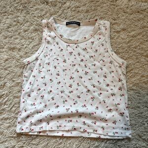 Brandy Melville Floral Tank Top - White and Red